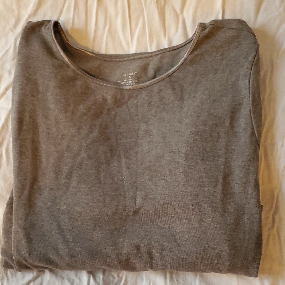 CJ Banks Charcoal ¾ Sleeve Top